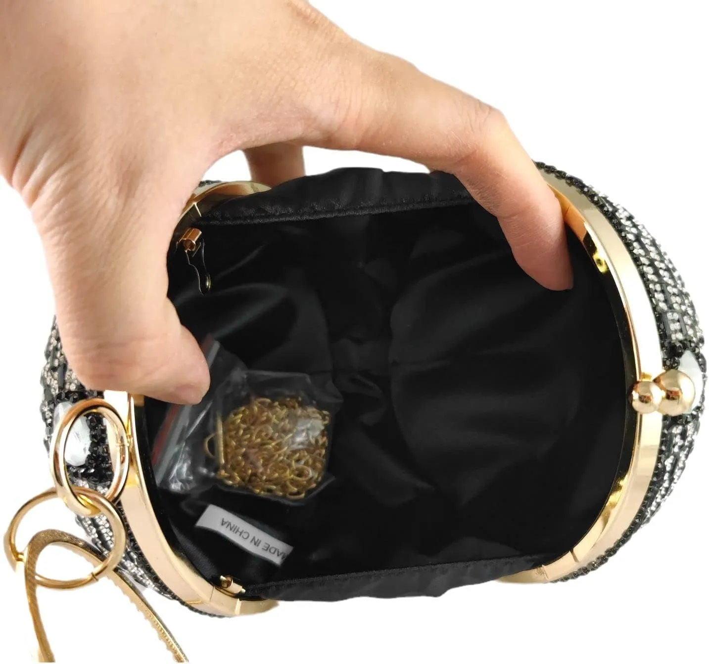 Boutique De FGG Round Ball Crystal Clutch Purse Women Formal Evening Bags Wedding Party Tassel Rhinestone Clutch Bags,Mini