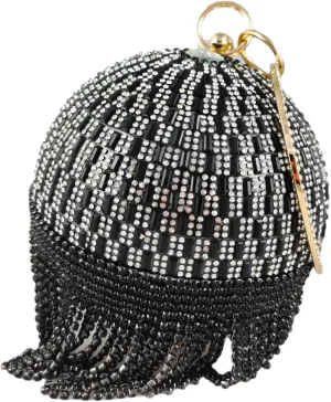 Boutique De FGG Round Ball Crystal Clutch Purse Women Formal Evening Bags Wedding Party Tassel Rhinestone Clutch Bags,Mini