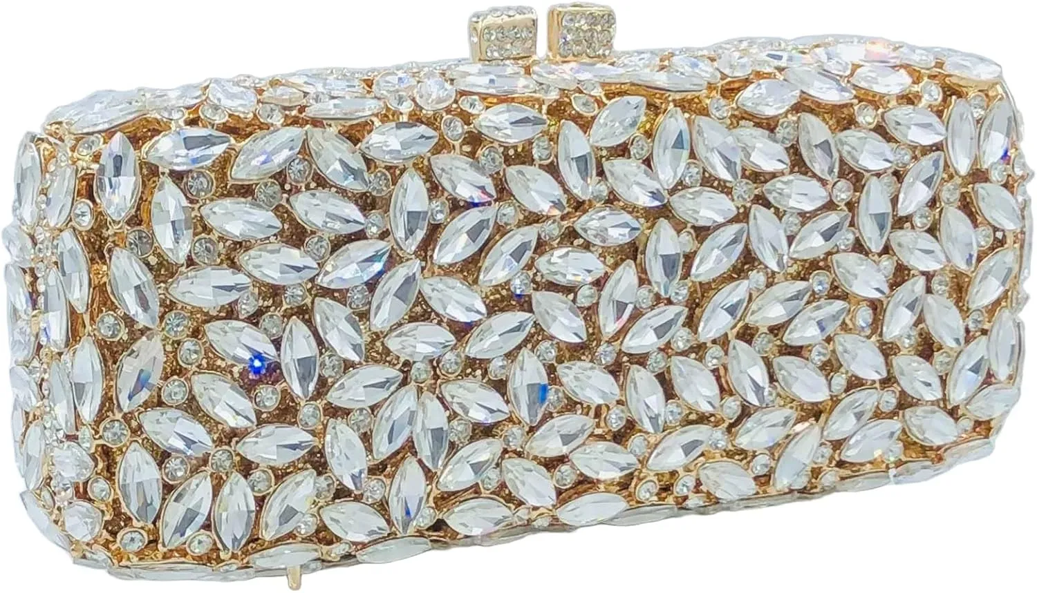 Boutique De FGG Women Crystal Clutch Bag Minaudiere Box Handbag Party Prom Rhinestone Clutch Purse Wedding Bag, Mini