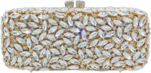 Boutique De FGG Women Crystal Clutch Bag Minaudiere Box Handbag Party Prom Rhinestone Clutch Purse Wedding Bag, Mini