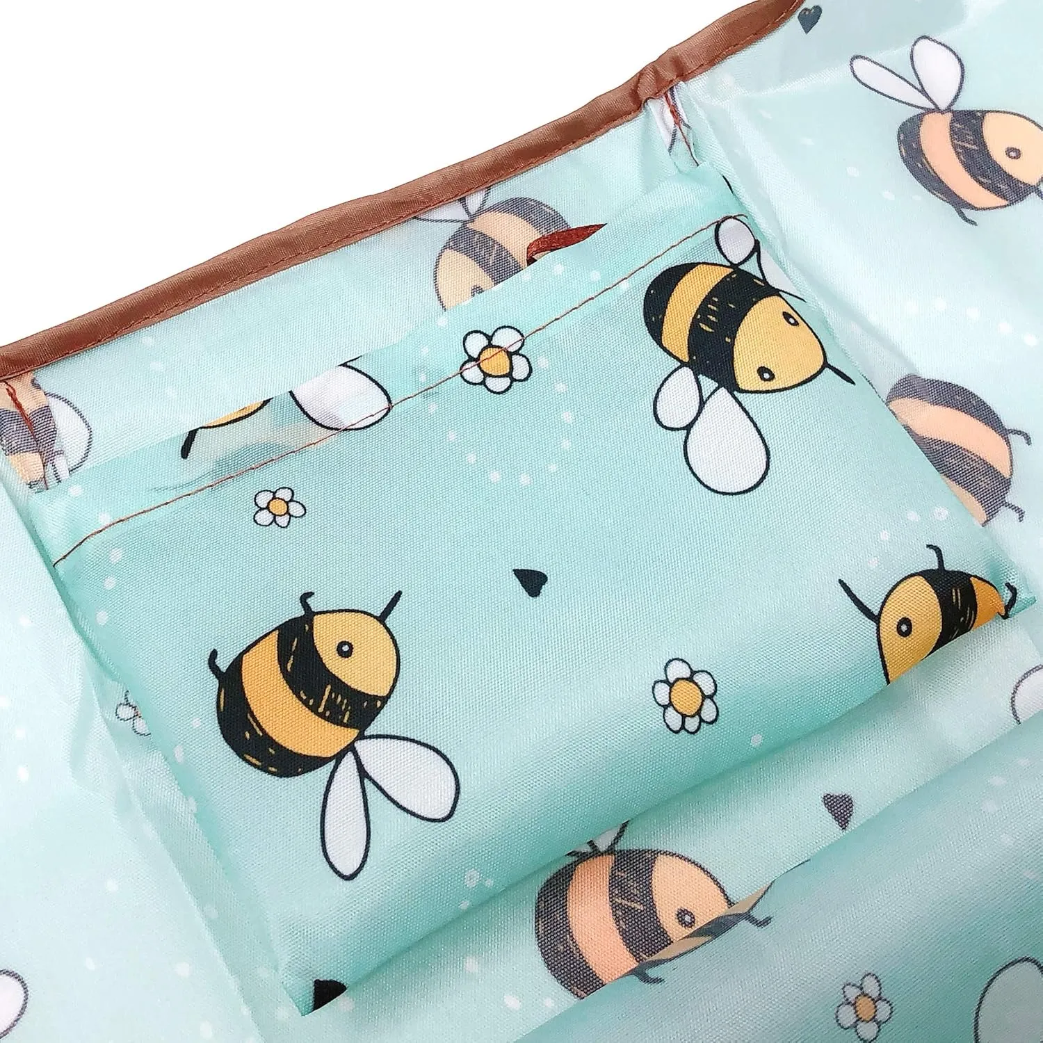 Bowbear Foldable Nylon Reusable Shopping Grocery Bag (Set of 2), Busy Bees