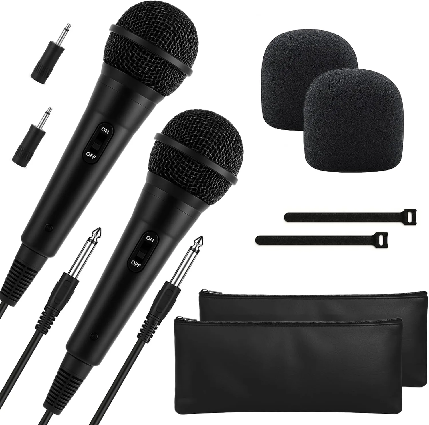 Bowens Wired Microphone for Singing – 2-Pack Dynamic Cardioid Mics with 15ft Cable & 1/4" to 3.5mm Adapter – Karaoke Microphone Set for DJs, PA Systems, Public Speaking & Events – Microfono
