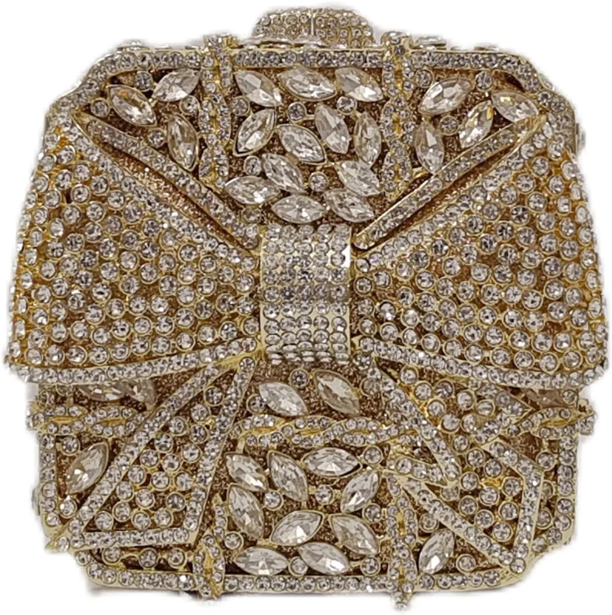 Bowknot Cute Crystal Box Clutch Glitter Evening Bag Women Rhinestone Handbags Purses Party Wedding