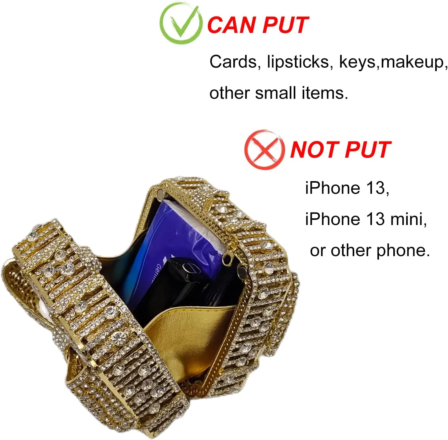 Bowknot Cute Crystal Box Clutch Glitter Evening Bag Women Rhinestone Handbags Purses Party Wedding