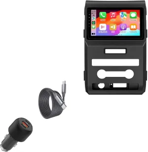 BoxWave Car Charger Compatible with Eonon FDF1X6 Ford F150 Car Stereo with Wireless CarPlay & Android Auto (9 in) - PD Car Charger Bundle (65W), Power Delivery Cable Car Adapter - Jet Black