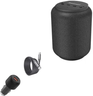 BoxWave Car Charger Compatible with Tronsmart T6 Mini Upgraded Portable Speaker - PD Car Charger Bundle (65W), Power Delivery Cable Car Adapter - Jet Black