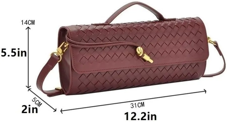 Braided Bag Shoulder Horizontal Clutch Bag Ladies Crossbody Bag