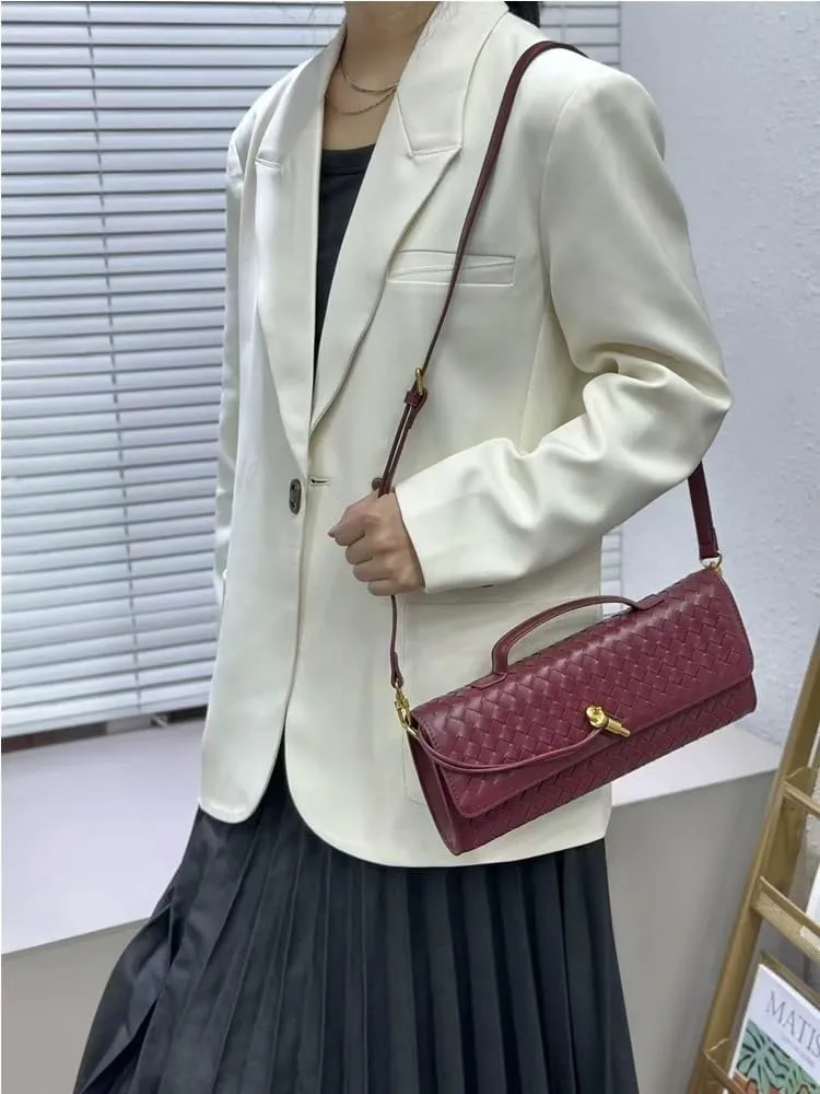 Braided Bag Shoulder Horizontal Clutch Bag Ladies Crossbody Bag