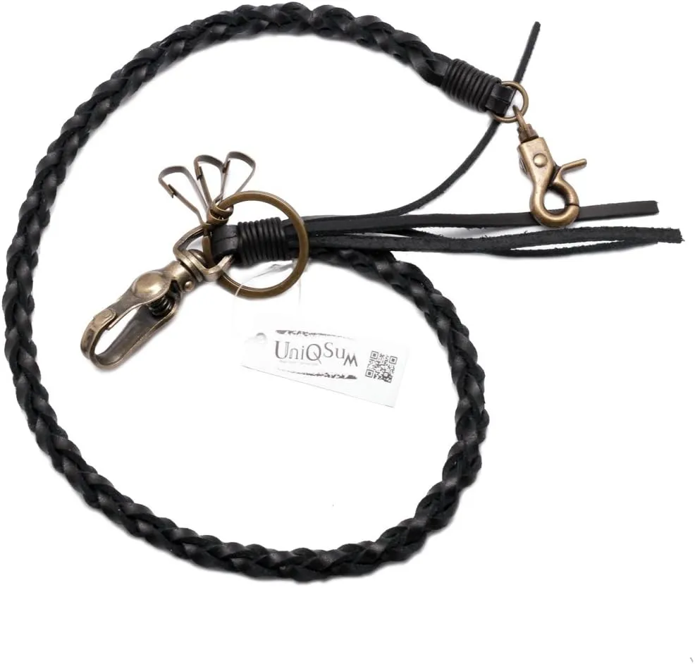 Braided Genuine leather wallet chain Biker Punk Key chains