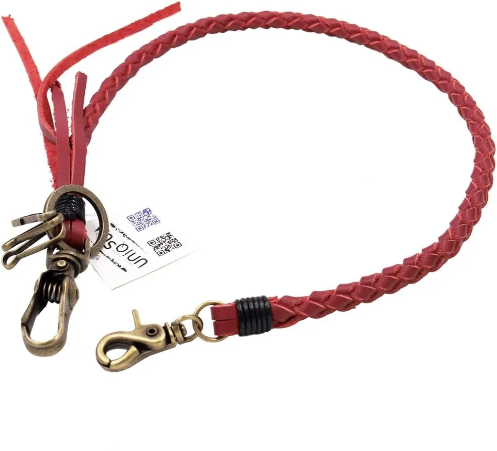 Braided Genuine leather wallet chain Biker Punk Key chains