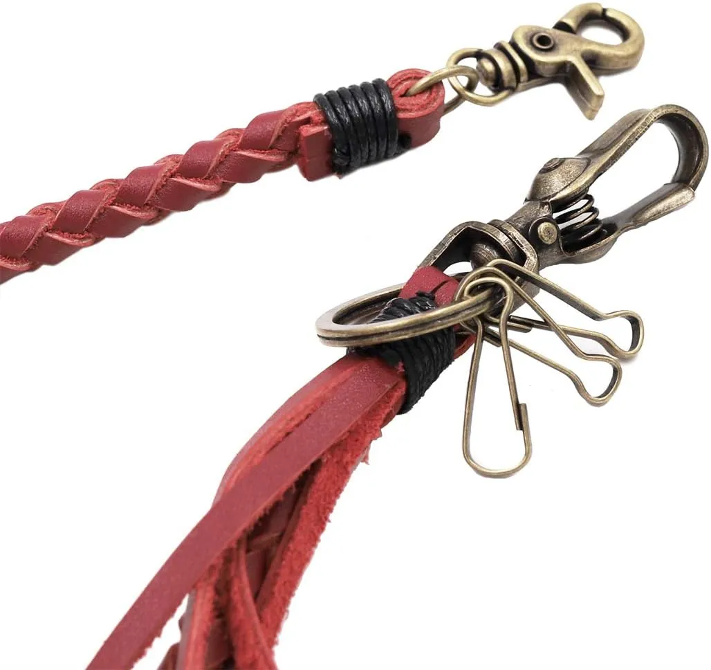 Braided Genuine leather wallet chain Biker Punk Key chains