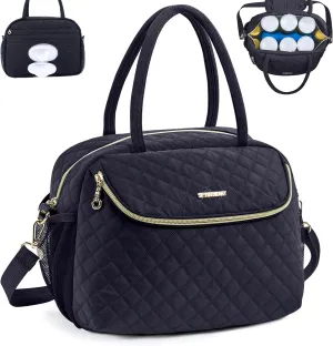 Breastmilk Cooler Travel Bag with 2pcs Wipes Dispensers and Ice Pack - Baby Bottle Cooler for 6 Bottles Up to 9 Ounce