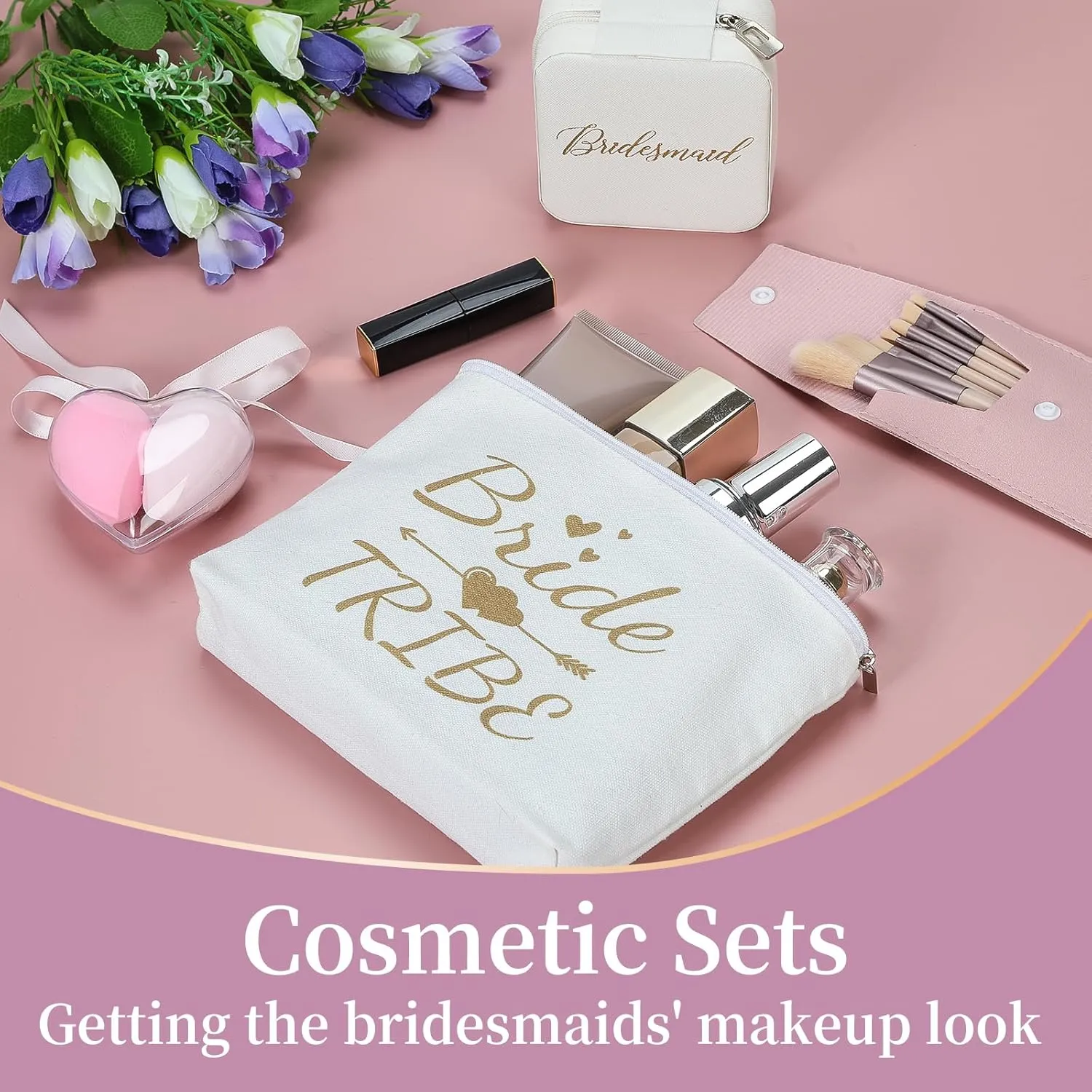 Bridesmaid Proposal Gifts Set - Will You Be My Bridesmaid 11 Goodies Bridal Shower Set With 6oz 304 Stainless Steel Cup, Travel Jewelry Box, Cosmetic Bags, Makeup Brushes, Eggs, and Invitation Cards