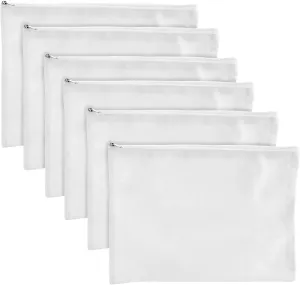 Bright Creations 6 Pack Large Cosmetic Canvas Pouch With Zipper 9 x 12, Blank Bag Organizer Purse for Travel, Toiletry, DIY Crafts