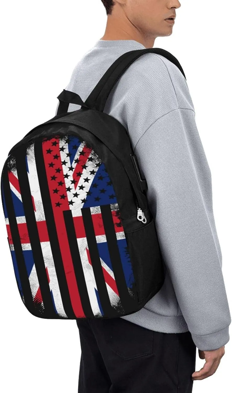 British England UK English American Flag Laptop Backpacks Travel Backpack Casual Business Daypack Sport Rucksack Computer Bag Fits up to 17 Inch Notebook with USB Port