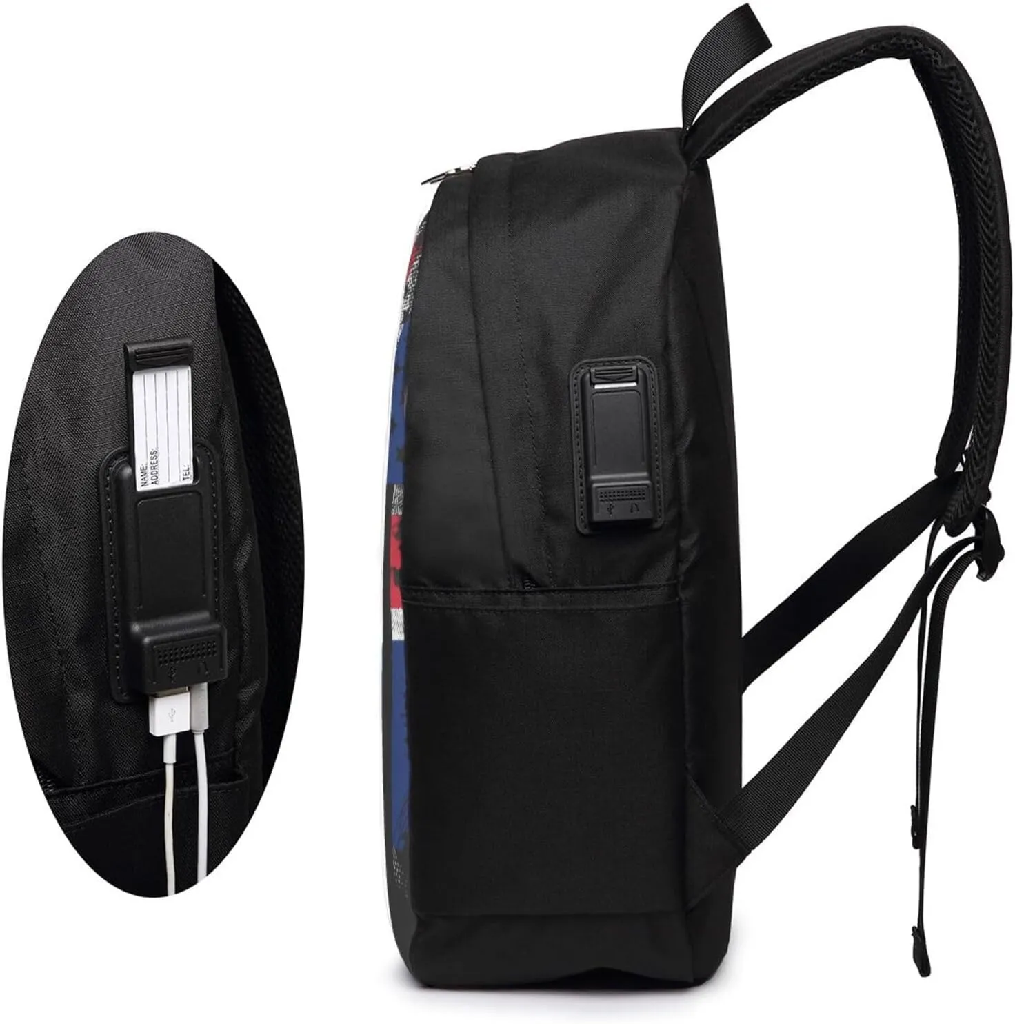 British England UK English American Flag Laptop Backpacks Travel Backpack Casual Business Daypack Sport Rucksack Computer Bag Fits up to 17 Inch Notebook with USB Port