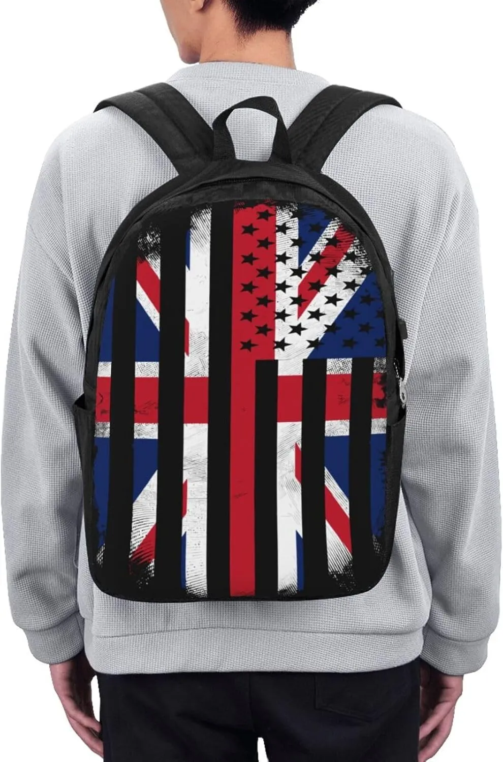British England UK English American Flag Laptop Backpacks Travel Backpack Casual Business Daypack Sport Rucksack Computer Bag Fits up to 17 Inch Notebook with USB Port