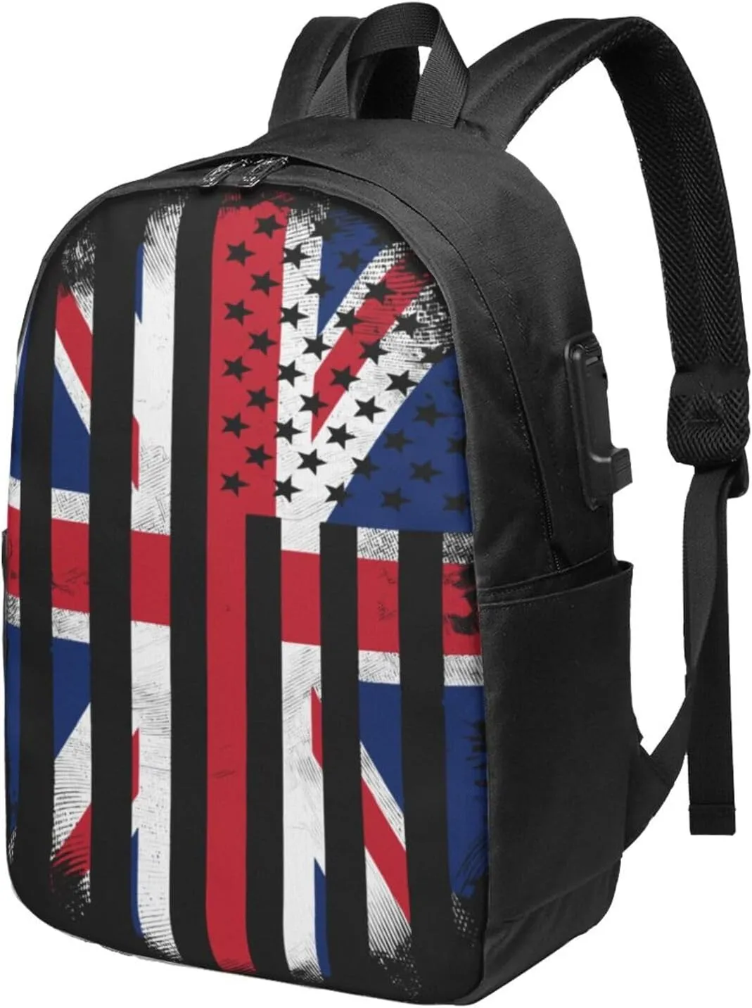 British England UK English American Flag Laptop Backpacks Travel Backpack Casual Business Daypack Sport Rucksack Computer Bag Fits up to 17 Inch Notebook with USB Port