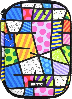 Britto Organizer Case - Mesh zipper pouch bags with Eco Leather - Travel Essentials Pouches for Organization with, Nylon Lining, Cord Organizer, and Full Zipper Closure - Colorful Landscape