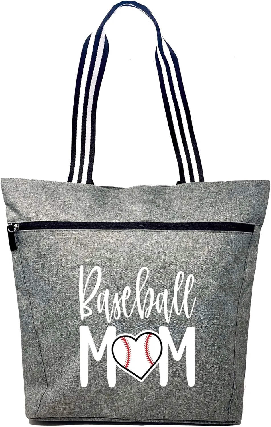 Brooke & Jess Designs Sports Mom Large Zippered Tote Bag with Pockets for Women