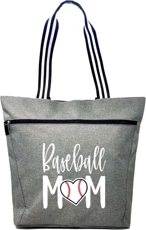 Brooke & Jess Designs Sports Mom Large Zippered Tote Bag with Pockets for Women