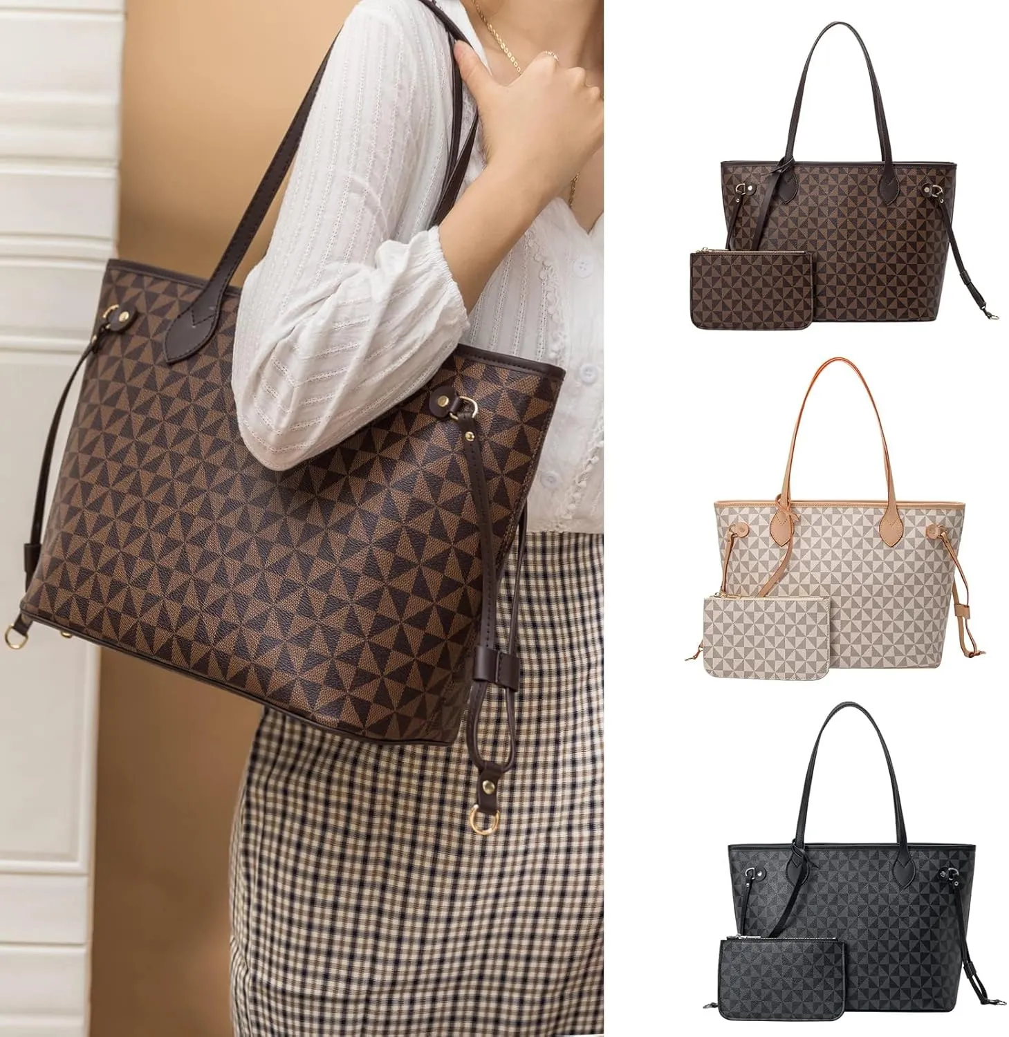 BTYAW Handbags for Women Designer Fashion Purses Top Handle Satchel Shoulder Bags 2pcs with Small Wallet