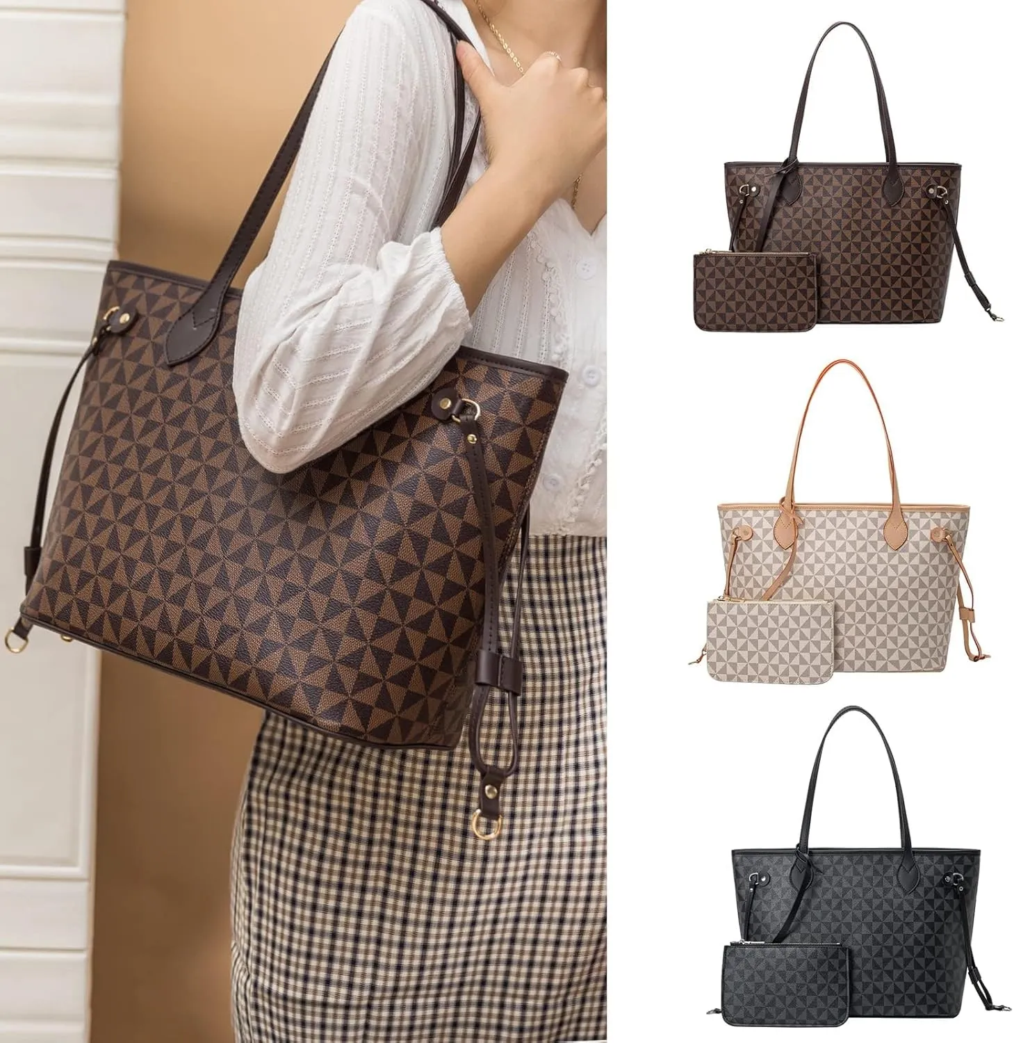 BTYAW Handbags for Women Designer Fashion Purses Top Handle Satchel Shoulder Bags 2pcs with Small Wallet