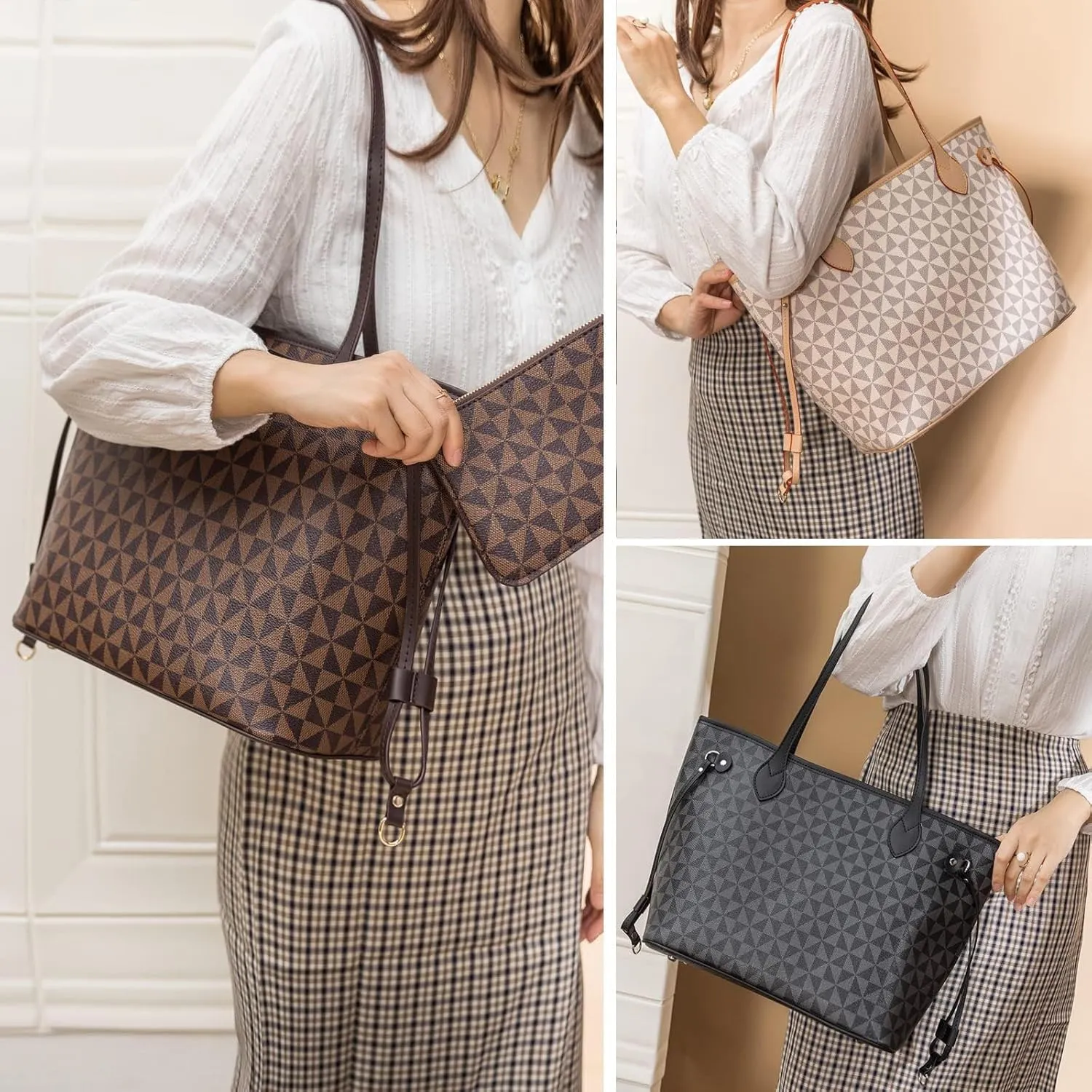 BTYAW Handbags for Women Designer Fashion Purses Top Handle Satchel Shoulder Bags 2pcs with Small Wallet
