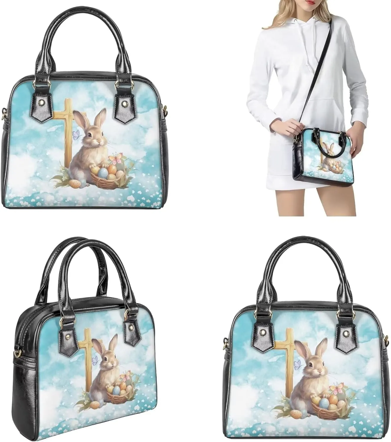 Bucket Bag Large Womens Saddle Tote Leather Zippered Wallet 3 Piece