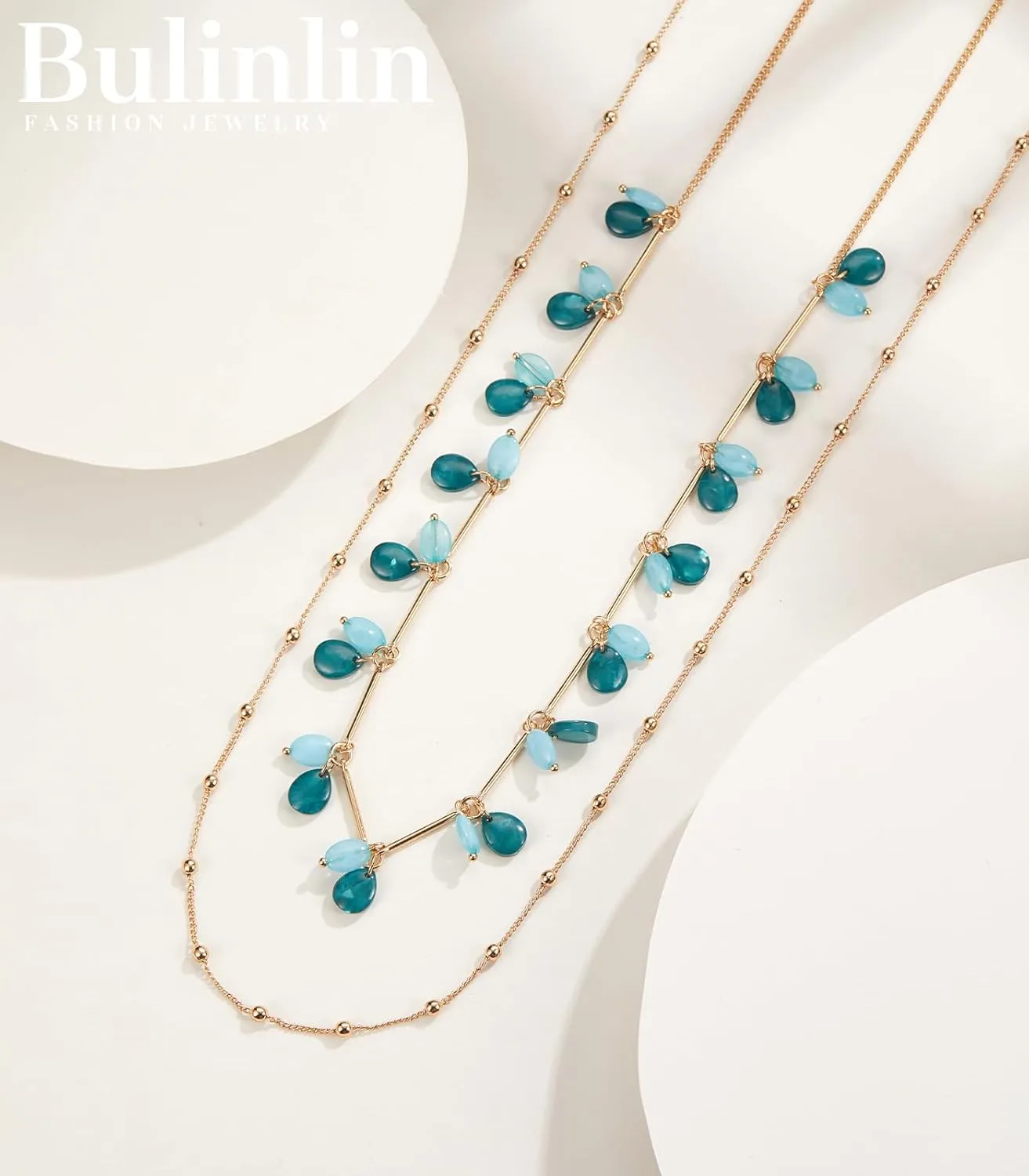 BULINLIN Layered Gold Long Necklaces for Women Long Beaded Chain Necklace Costume Gold Jewelry Mothers Day Gifts for Mom