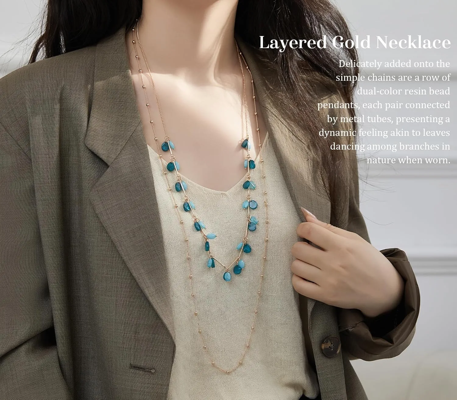BULINLIN Layered Gold Long Necklaces for Women Long Beaded Chain Necklace Costume Gold Jewelry Mothers Day Gifts for Mom