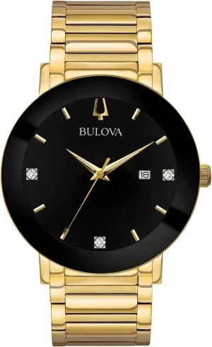 Bulova Men's 3-Hand Quartz Watch with Diamond Dial and Edge to Edge Crystal