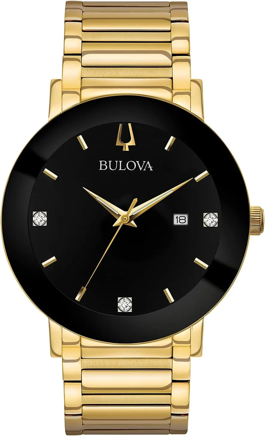Bulova Men's 3-Hand Quartz Watch with Diamond Dial and Edge to Edge Crystal