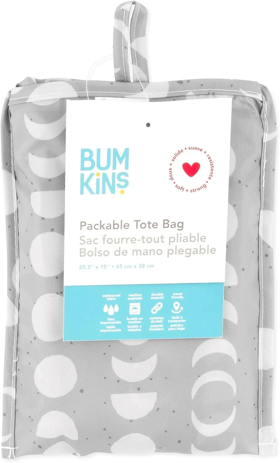 Bumkins Reusable Grocery Shopping Tote Bag for Women, Large Boho Style with Handles, Foldable, Washable, Shoulder Straps