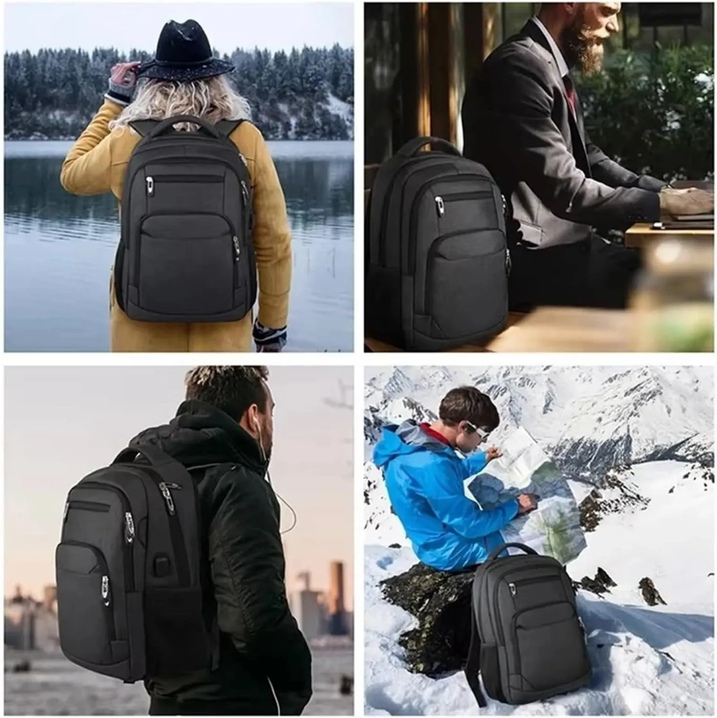 Business Backpack Men Travel Outdoor Mountaineering Large Capacity Backpack Mountaineering Bag(Gray)