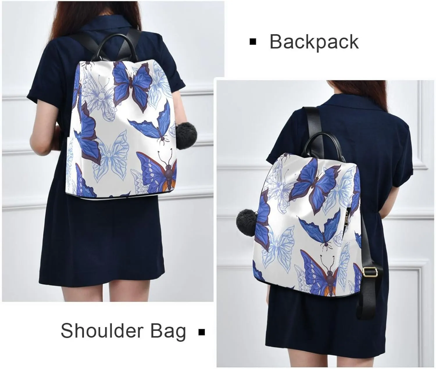 Butterfly Backpack for Women Fashion Casual Daypack Backpack Small Backpack Purse 13.4 X 5.9 X 15in Pattern 1