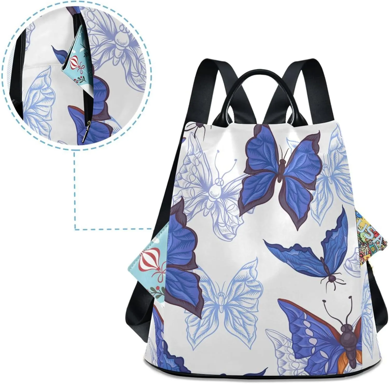 Butterfly Backpack for Women Fashion Casual Daypack Backpack Small Backpack Purse 13.4 X 5.9 X 15in Pattern 1