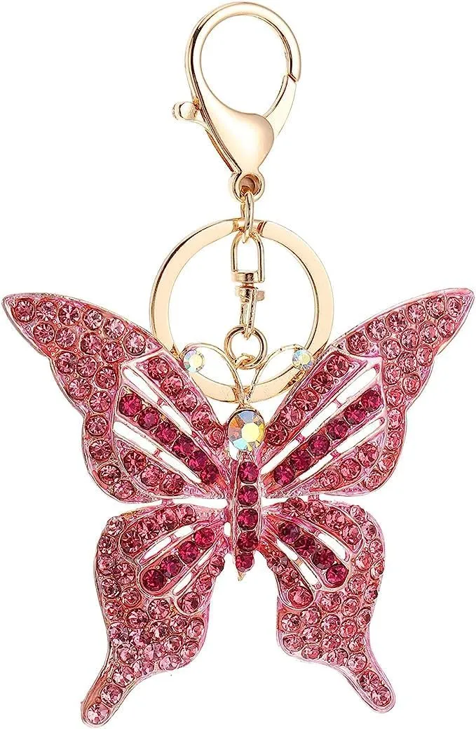 Butterfly Keychain Women Girls Cute Animal Insect Sparkling Keyring Car Handbag Pendant Bag Purse Charm