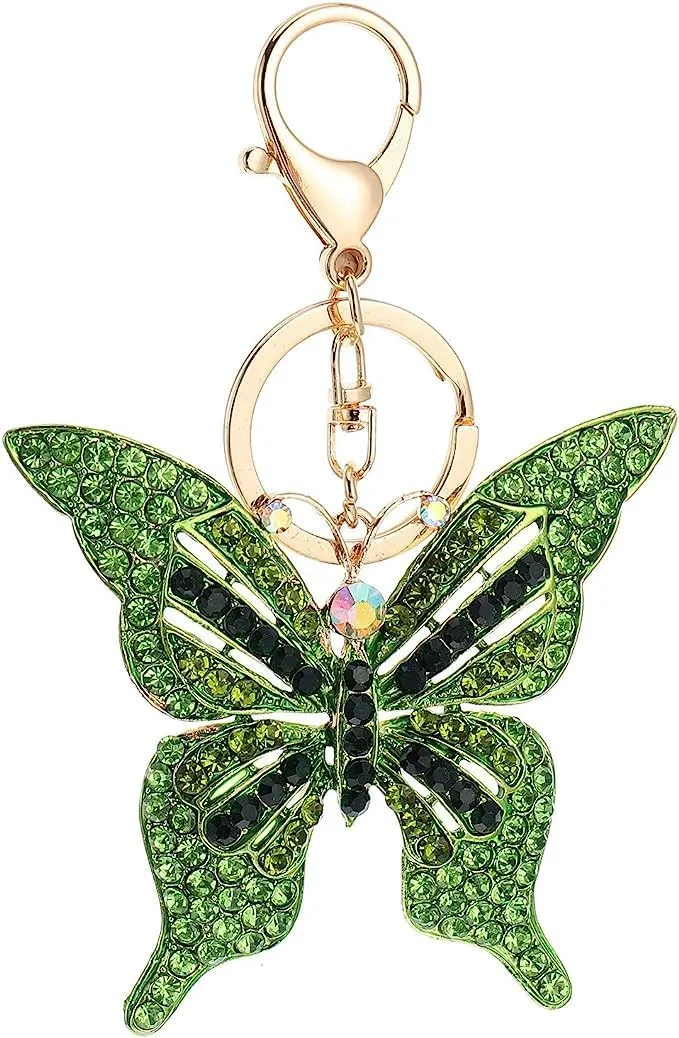Butterfly Keychain Women Girls Cute Animal Insect Sparkling Keyring Car Handbag Pendant Bag Purse Charm