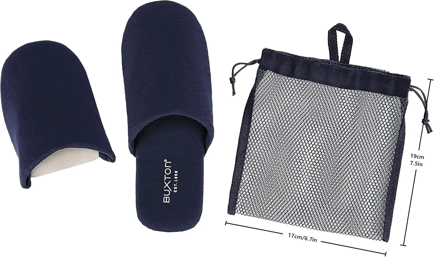 BUXTON Cozy Lightweight and Memory foam Indoor Slippers for Womens and Mens(unisex), Foldable Slippers with Mesh bag-For Home,Travel,Spa and Hotel