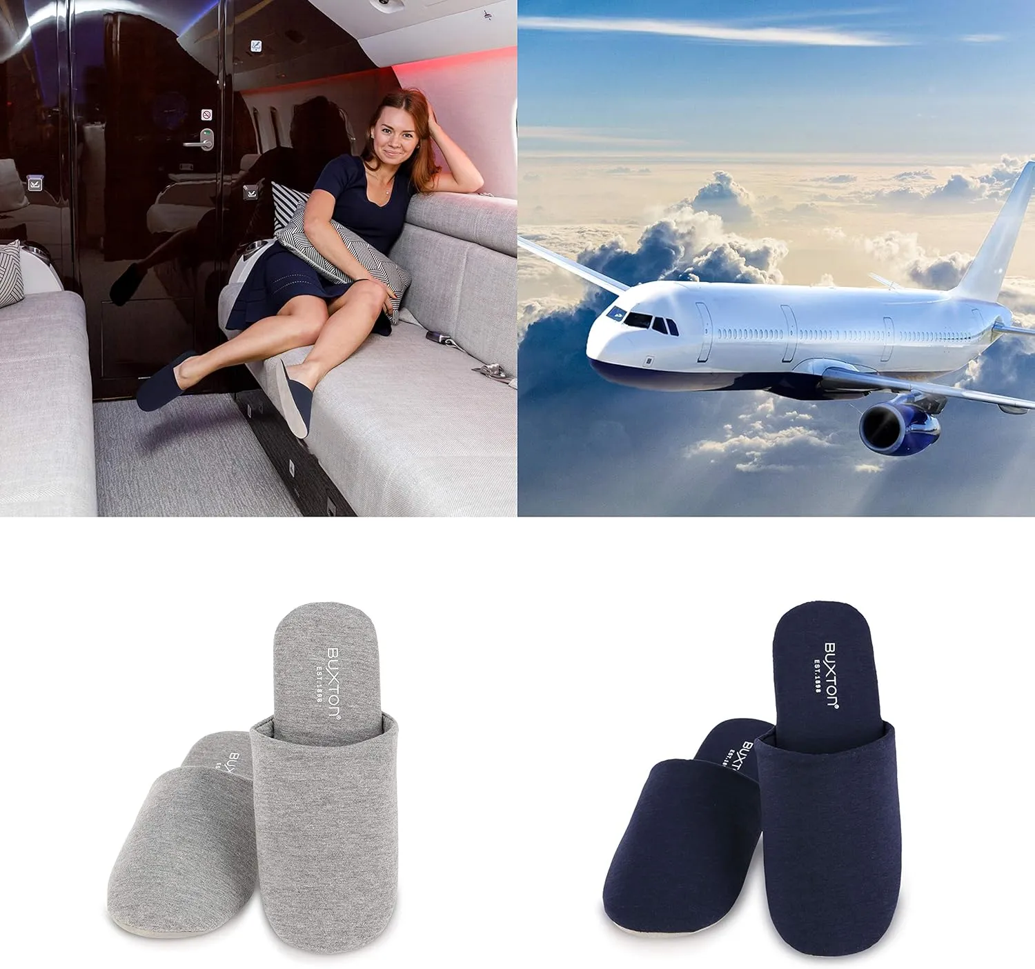 BUXTON Cozy Lightweight and Memory foam Indoor Slippers for Womens and Mens(unisex), Foldable Slippers with Mesh bag-For Home,Travel,Spa and Hotel