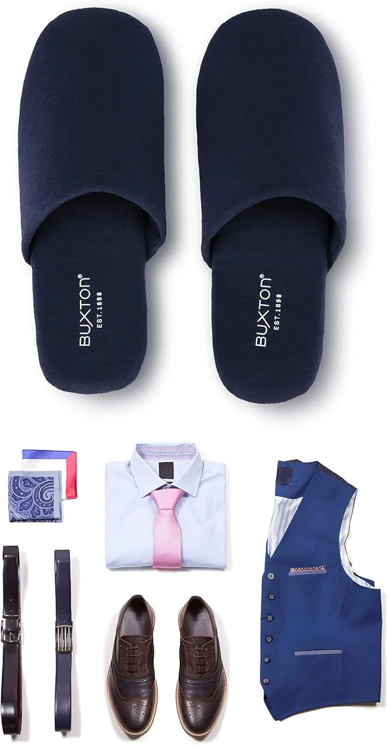 BUXTON Cozy Lightweight and Memory foam Indoor Slippers for Womens and Mens(unisex), Foldable Slippers with Mesh bag-For Home,Travel,Spa and Hotel
