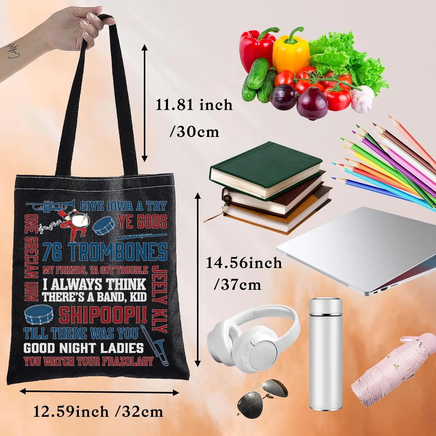 BWWKTOP Harold Musical Tote Bag Harold Theatre Fans Gifts Shipoopi Drum Theater Shoulder Bag