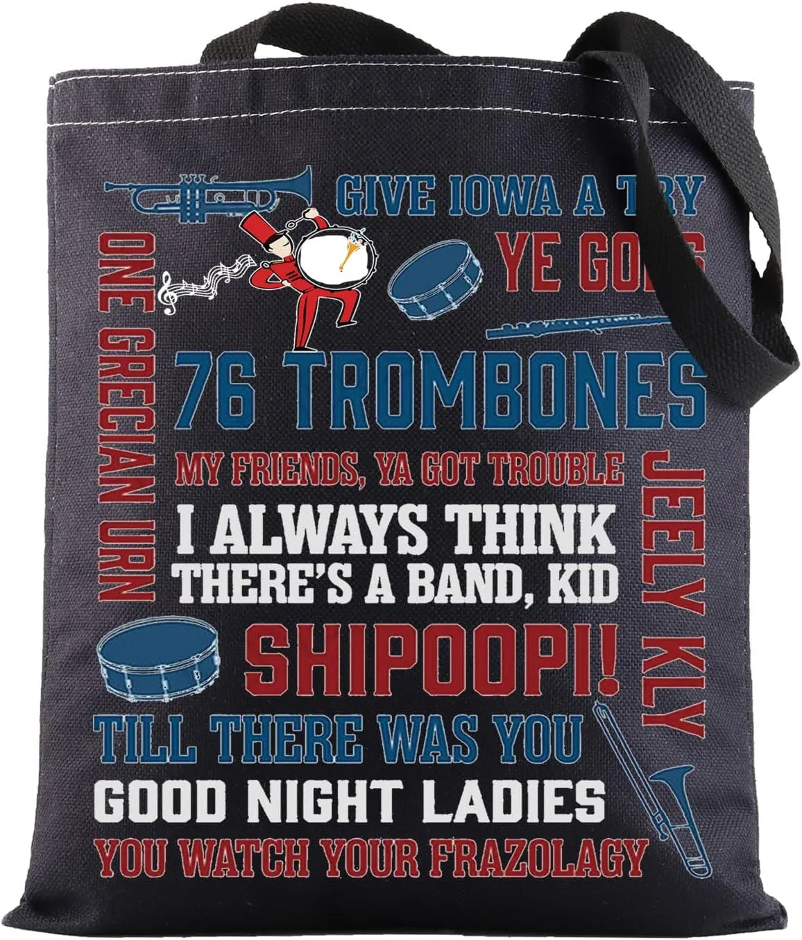 BWWKTOP Harold Musical Tote Bag Harold Theatre Fans Gifts Shipoopi Drum Theater Shoulder Bag