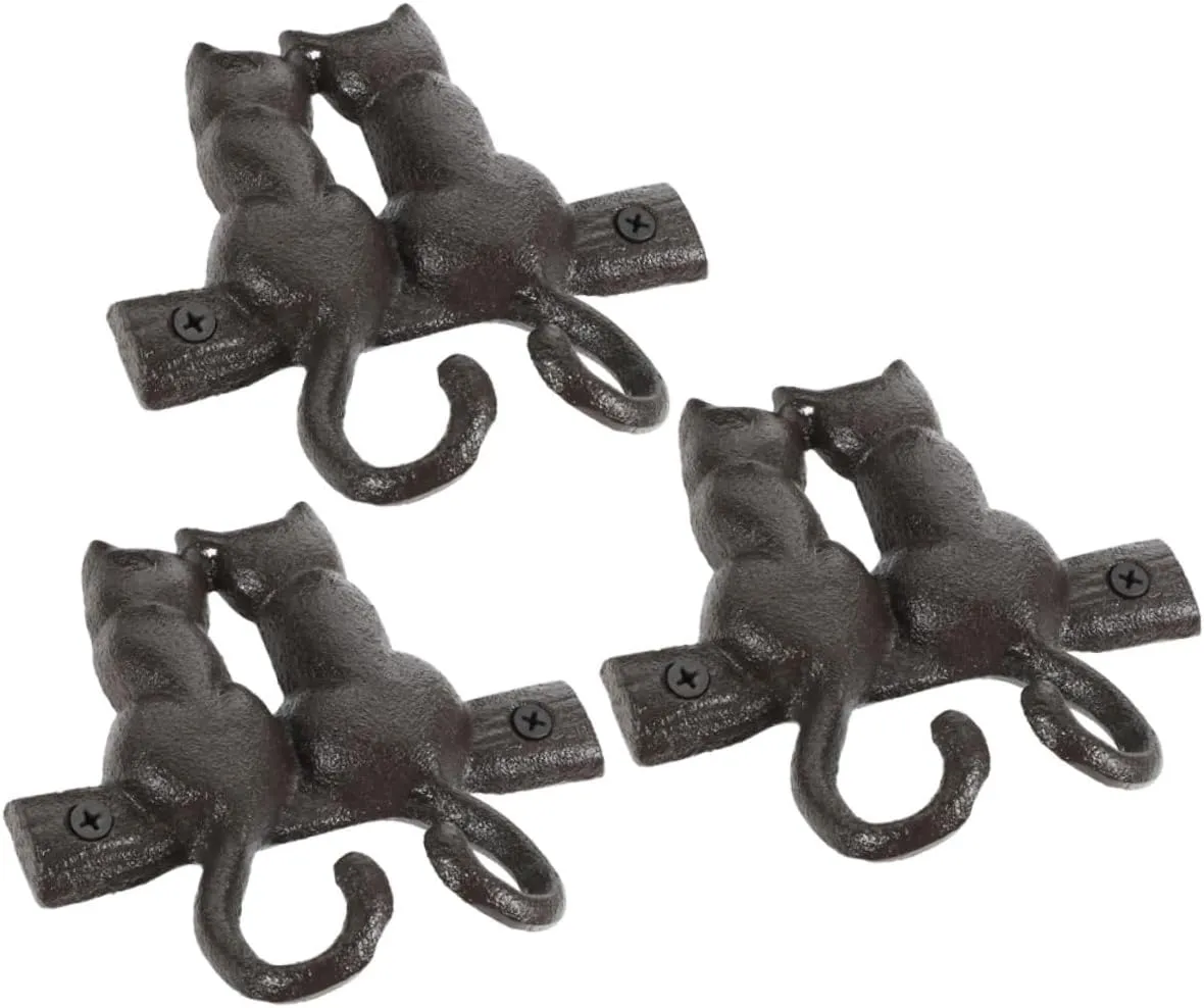 Cabilock Coat Hooks for Wall: Iron Cat Hangers Bag Hanging Hooks Retro Style Keychain Hooks Wall Mount for Bathroom Kitchen