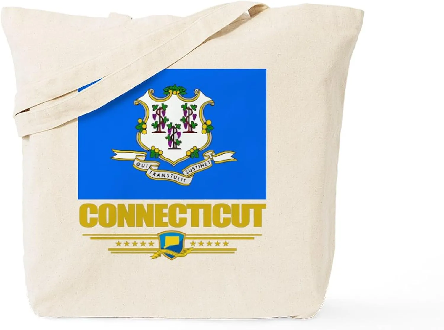 CafePress Connecticut Pride Tote Bag Reusable Natural Beige Canvas Shopping Bag