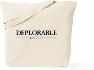 CafePress Deplorable Est 2017 Tote Bag Natural Canvas Tote Bag, Reusable Shopping Bag