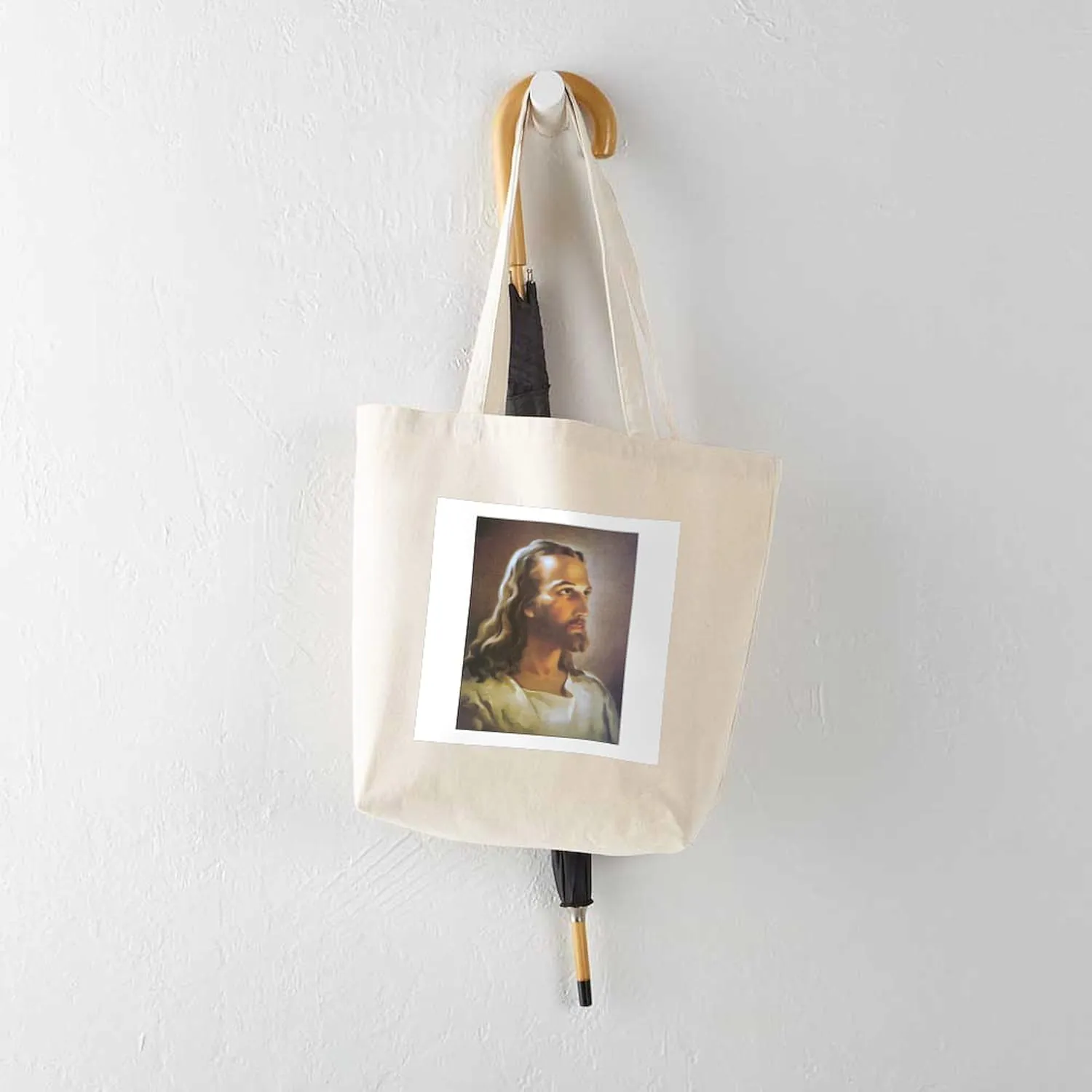 CafePress Portrait Of Jesus Tote Bag Natural Canvas Tote Bag, Reusable Shopping Bag