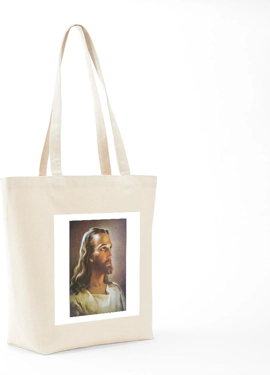 CafePress Portrait Of Jesus Tote Bag Natural Canvas Tote Bag, Reusable Shopping Bag