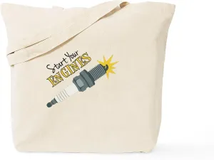 CafePress Start Your ENGINES Tote Bag Reusable Natural Beige Canvas Shopping Bag